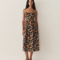 BENOIT DRESS -- NOIR WILD ROSE