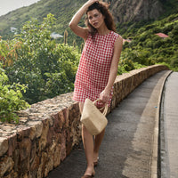 CORALIE DRESS -- SCARLET MARILYN GINGHAM