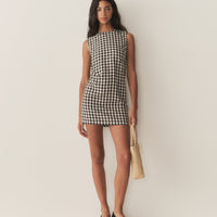 CORALIE DRESS -- BLACK MARILYN GINGHAM
