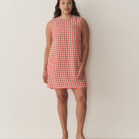 CORALIE DRESS -- SCARLET MARILYN GINGHAM