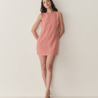 CORALIE DRESS -- SCARLET MARILYN GINGHAM
