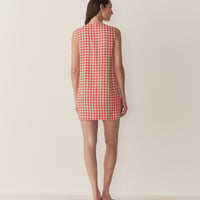 CORALIE DRESS -- SCARLET MARILYN GINGHAM
