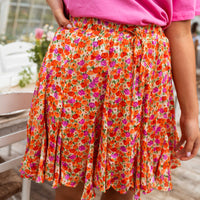 Orange Floral Henley Skirt