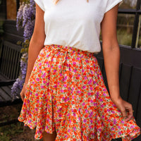 Orange Floral Henley Skirt