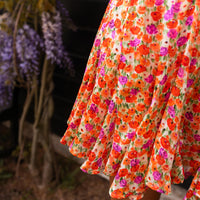 Orange Floral Henley Skirt