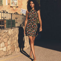 GIANNA DRESS -- NOIR WILD ROSE