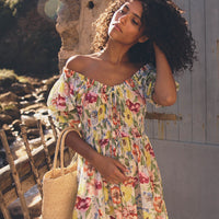 ISCHIA DRESS -- BLANC ANEMONE BLOOM