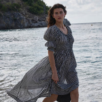 ISCHIA DRESS -- NOIR GRETA GINGHAM