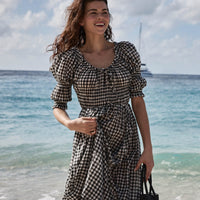 ISCHIA DRESS -- NOIR GRETA GINGHAM