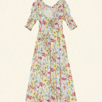 ISCHIA DRESS -- BLANC ANEMONE BLOOM