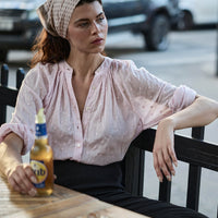 JULIENNE TOP -- SOFT ORCHID SWISS DOT