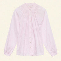 JULIENNE TOP -- SOFT ORCHID SWISS DOT