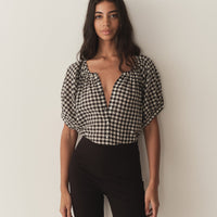 JUNE TOP -- NOIR GRETA GINGHAM