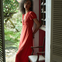 LEANA DRESS -- FIERY CORAL