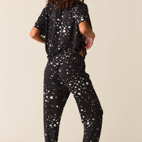Maddie Cloud Jersey PJ Set in Black Stars