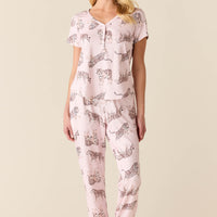 Nadia Cloud Jersey PJ Set in Tiger Lily
