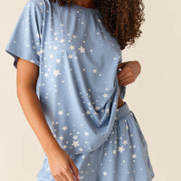 Taylor Cloud Jersey PJ Set in Light Blue Stars