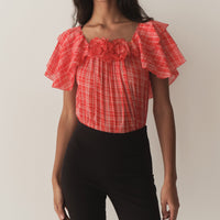 ANALICIA TOP -- SYLVIE PLAID
