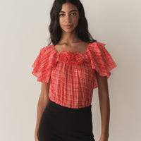 ANALICIA TOP -- SYLVIE PLAID