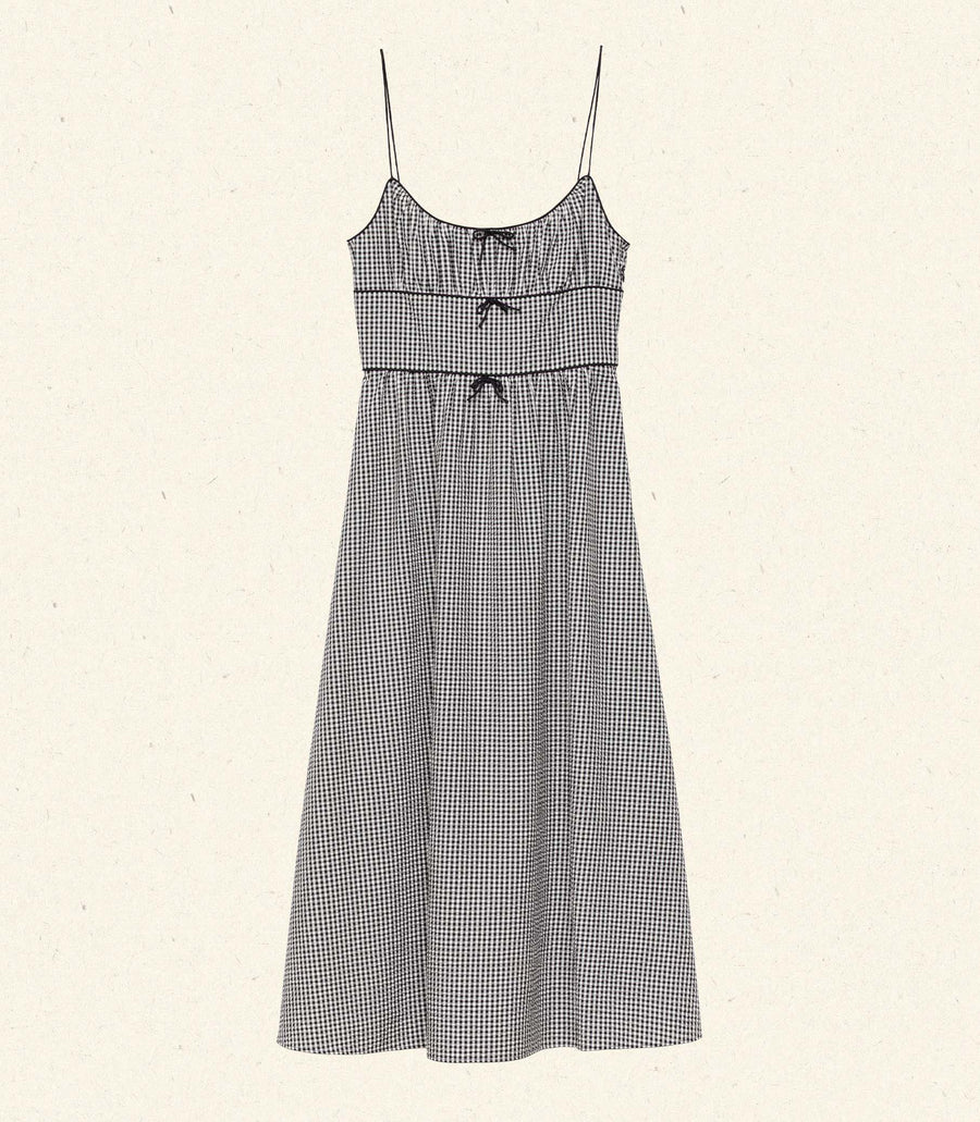BELLINE DRESS -- NOIR LA MADDALENA GINGHAM