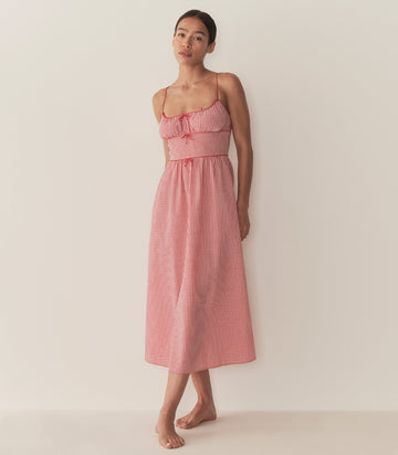 BELLINE DRESS -- ROUGE LA MADDALENA GINGHAM