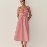 BELLINE DRESS -- ROUGE LA MADDALENA GINGHAM