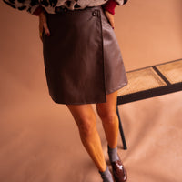 Chocolate Faux Leather Maeva Skirt