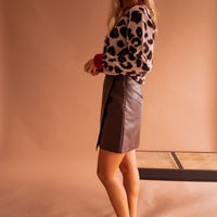 Chocolate Faux Leather Maeva Skirt