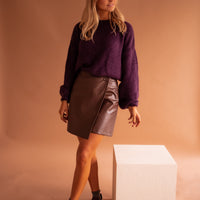 Chocolate Faux Leather Maeva Skirt