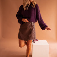 Chocolate Faux Leather Maeva Skirt