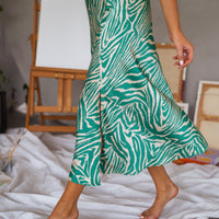 Green and Ecru Sax Zebra Print Skirt