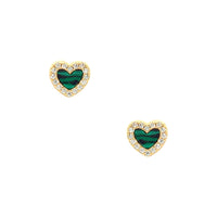 Green Heart Stud Earrings