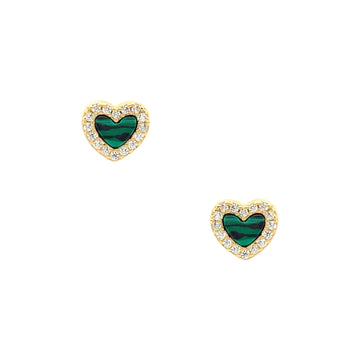 Green Heart Stud Earrings