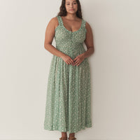 EMMARETTA DRESS -- PERIDOT TEA FLORAL