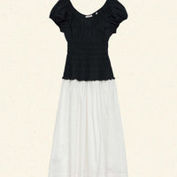 ENYA DRESS -- BLACK AND SALT