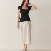 ENYA DRESS -- BLACK AND SALT
