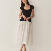 ENYA DRESS -- BLACK AND SALT