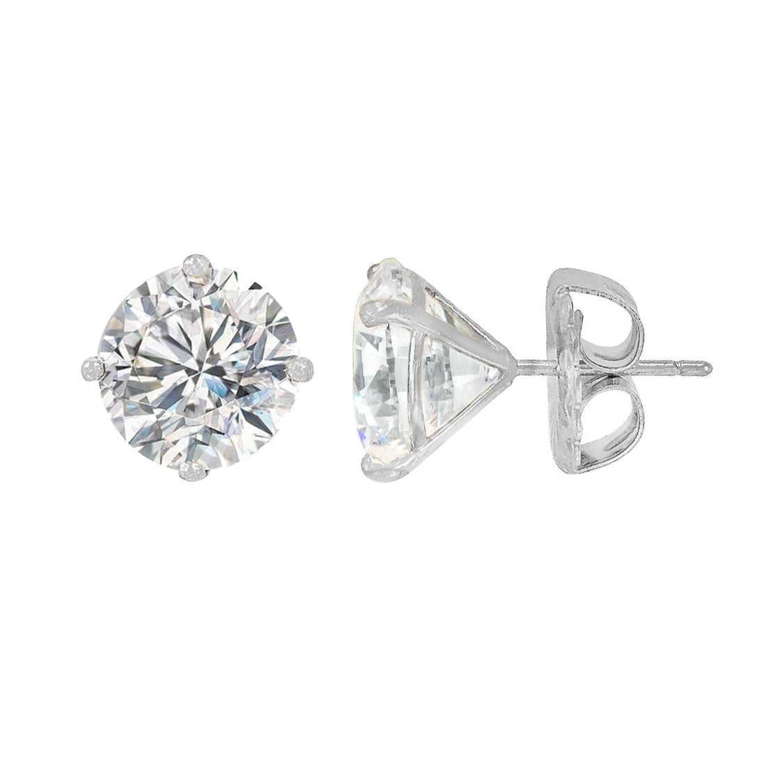 14K Faux Diamond Stud Earrings