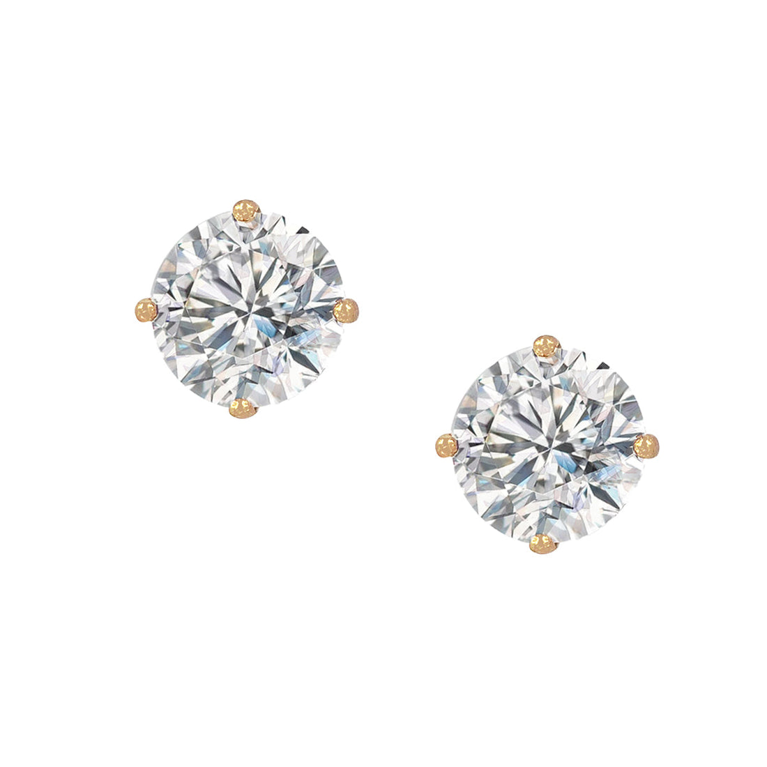 14K Faux Diamond Stud Earrings