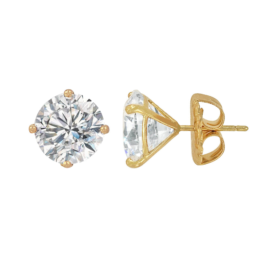 14K Faux Diamond Stud Earrings