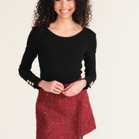 Burgundy Simon Tweed Skort