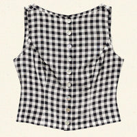 HAYDEN TOP -- BLACK MARILYN GINGHAM