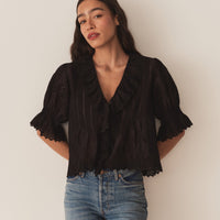 HENRI TOP -- BLACK EYELET