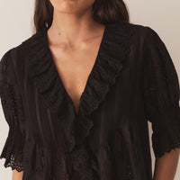 HENRI TOP -- BLACK EYELET