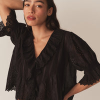 HENRI TOP -- BLACK EYELET