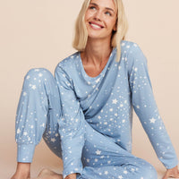 Shari Cloud Jersey PJ Set in Light Blue Stars