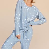 Shari Cloud Jersey PJ Set in Light Blue Stars