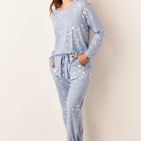 Shari Cloud Jersey PJ Set in Light Blue Stars