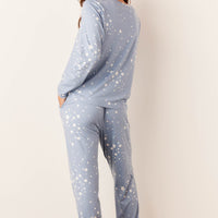 Shari Cloud Jersey PJ Set in Light Blue Stars