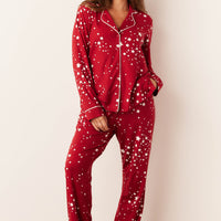 Winter Cloud Jersey PJ Set in Red Stars